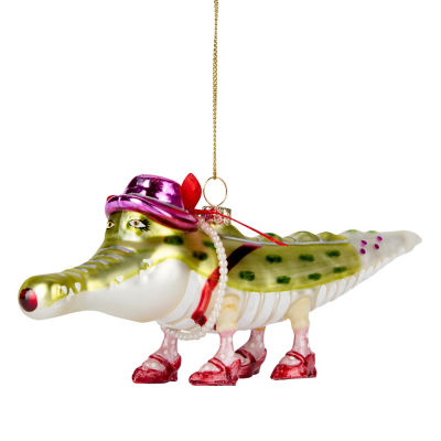 GH glass lady crocodile bauble Christmas decoration, UK version
