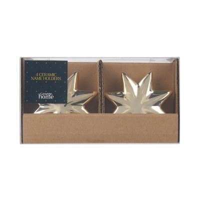 Gold star name place holders ceramic 4 pack - British product