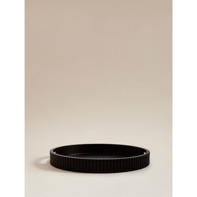 George Home black ribbed round MDF tray, imported from the UK