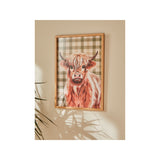 Brown highland cow framed print A3, UK version