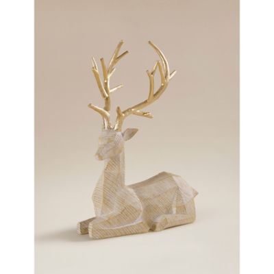 Gold winter stag resin figurine 15.5x27x34cm - British product