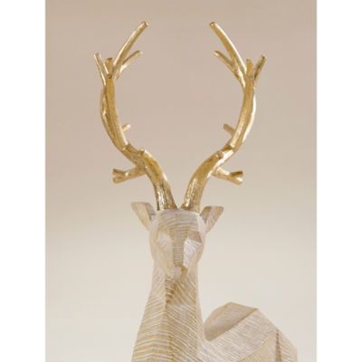Gold winter stag resin figurine 15.5x27x34cm - British product