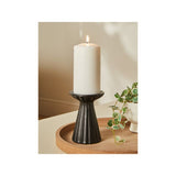 George Home candle holder black rib 9.8x9.8x14.2cm, UK version