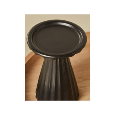 George Home candle holder black rib 9.8x9.8x14.2cm, UK version