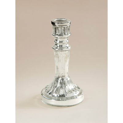 Small glass candle holder silver tone winter decor (British brand)