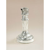 Small glass candle holder silver tone winter decor (British brand)