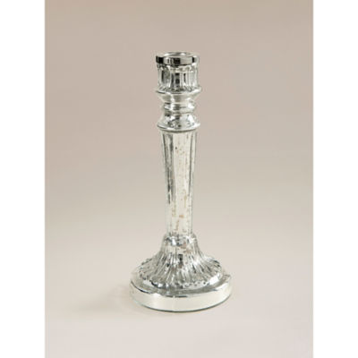 Silver-tone winter large glass candle holder, imported from the UK