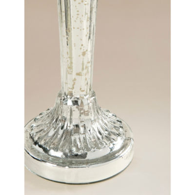 Silver-tone winter large glass candle holder, imported from the UK