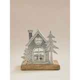 Silver-tone metal and glass tealight holder - British product