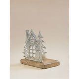 Silver-tone metal and glass tealight holder - British product
