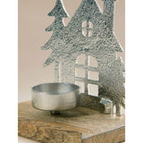 Silver-tone metal and glass tealight holder - British product