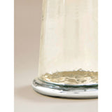 Silver-tone hammered glass hurricane candle holder 20cm - British product