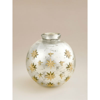 Silver-tone glass bauble vase with star, UK version