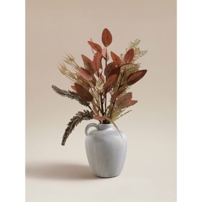 George Home red faux floral arrangement in white ceramic pot 42cm (British brand)