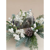 White winter berry candle holder glass metal plastic 38x38x15cm - British product