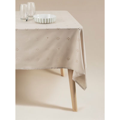 Cream cotton broderie tablecloth 230x140cm - British product