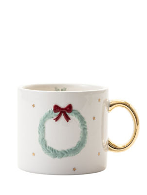Embossed wreath mug earthenware 12cm, UK version