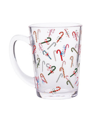 Candy Cane Tea Mug glass mug 11cm, imported from the UK