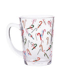 Candy Cane Tea Mug glass mug 11cm, imported from the UK