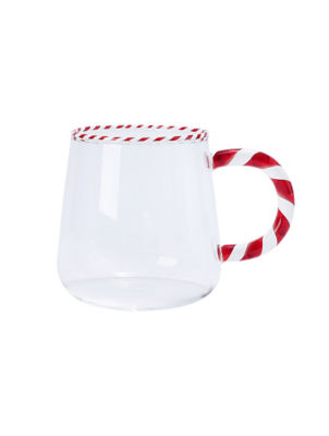 Red candy cane tea mug glass hand wash - imported from the UK