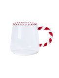 Red candy cane tea mug glass hand wash - imported from the UK