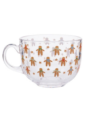 Gingerbread man cappuccino mug clear glass (British brand)