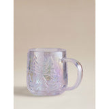 Iridescent Christmas tree glass mug, clear finish, UK version