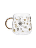 Gold snowflake glass mug, UK version