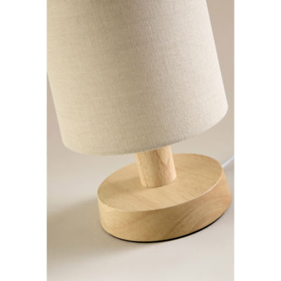 George Home natural wood table lamp with shade, imported from the UK