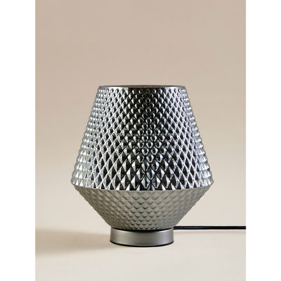 George Home silver-tone diamond glass table lamp (British brand)