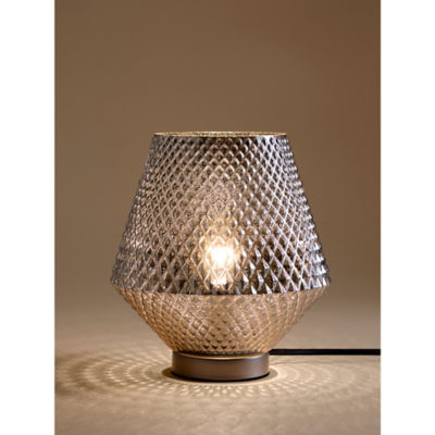George Home silver-tone diamond glass table lamp (British brand)