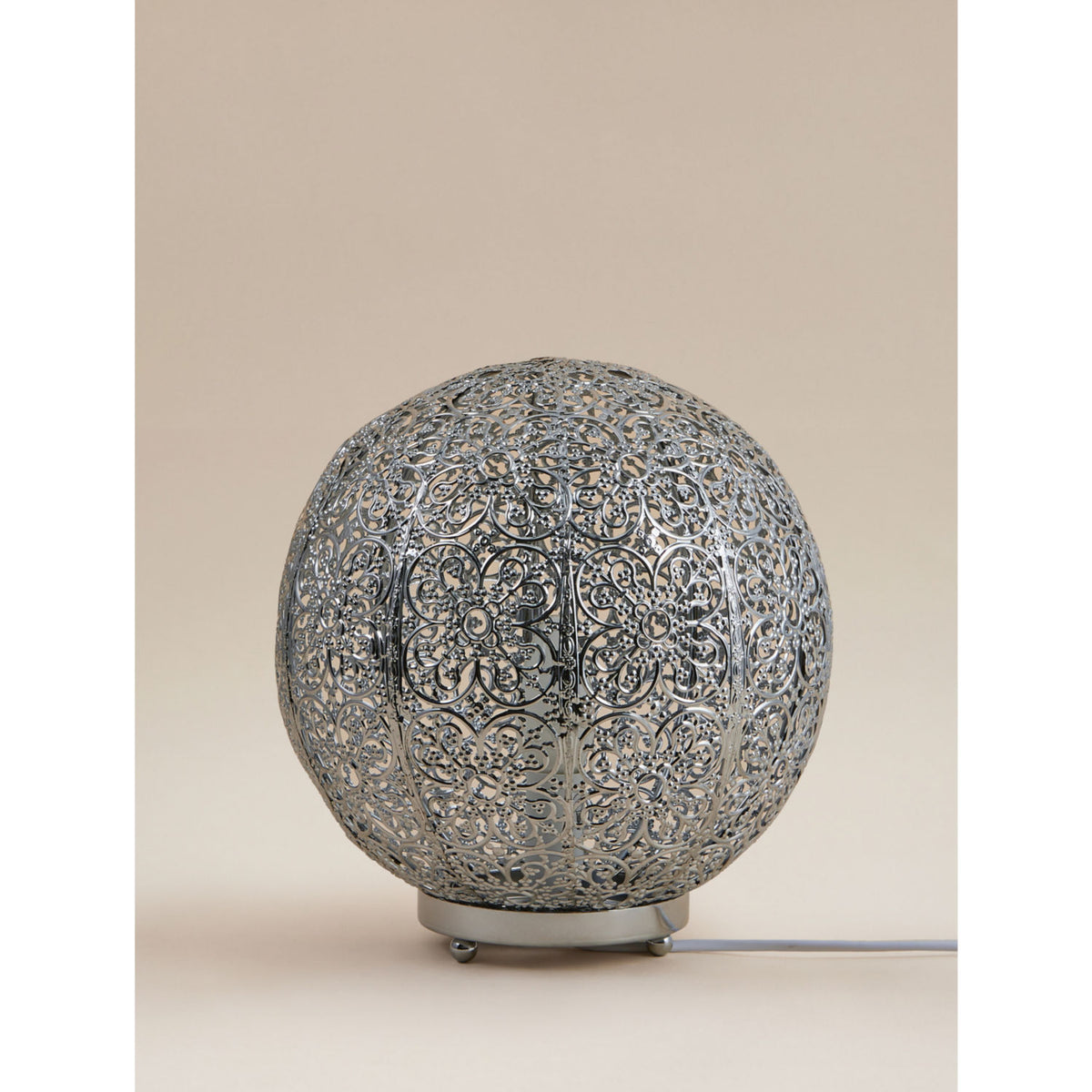 Moroccan table lamp silver finish - British product