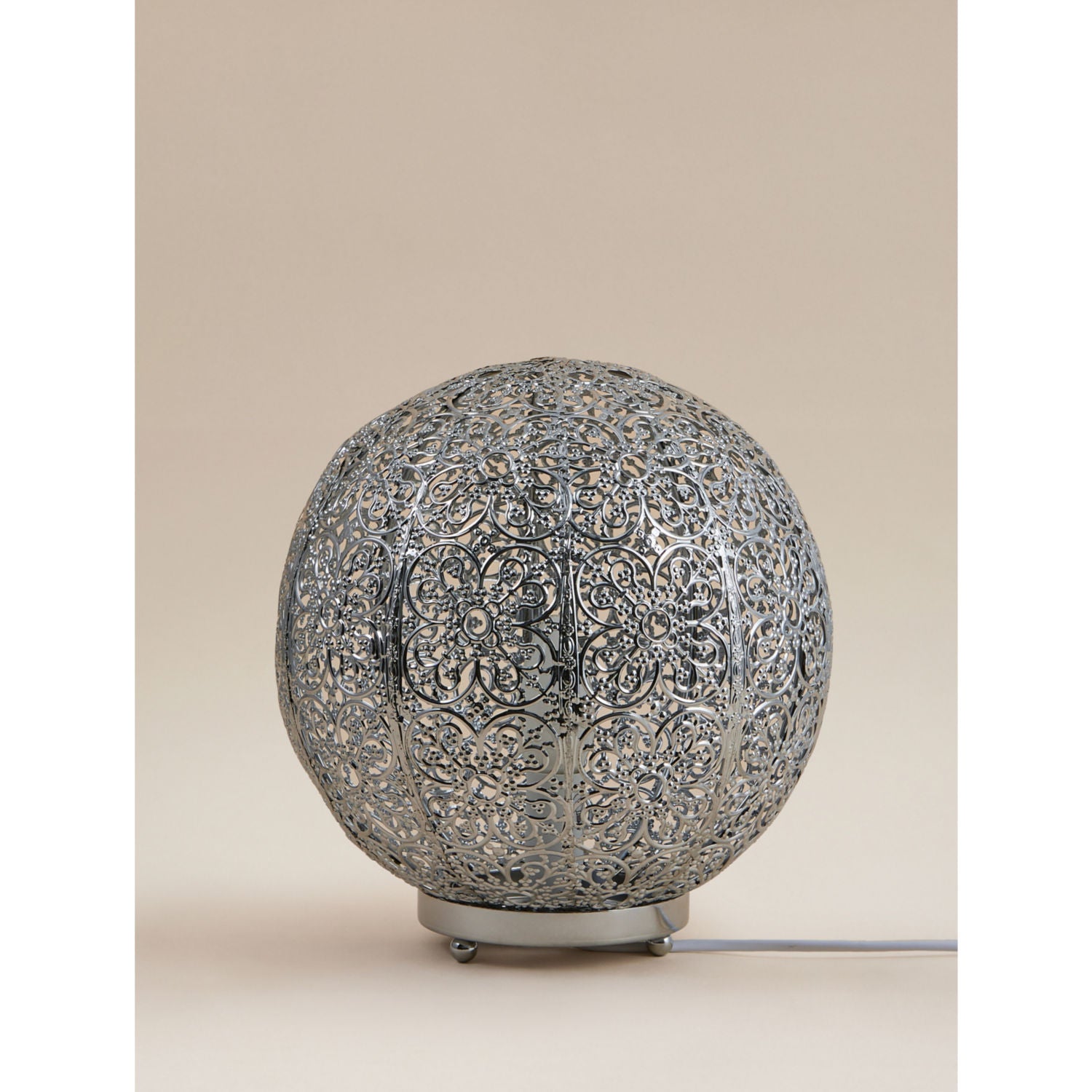 Moroccan table lamp silver finish - British product