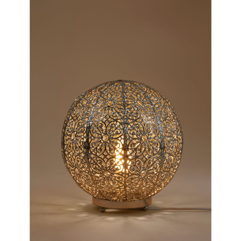 Moroccan table lamp silver finish - British product