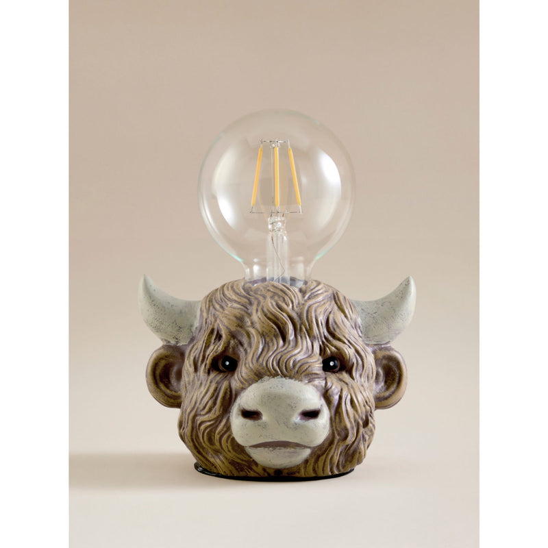 George Home brown highland cow table lamp 18x14x9.5 - British product