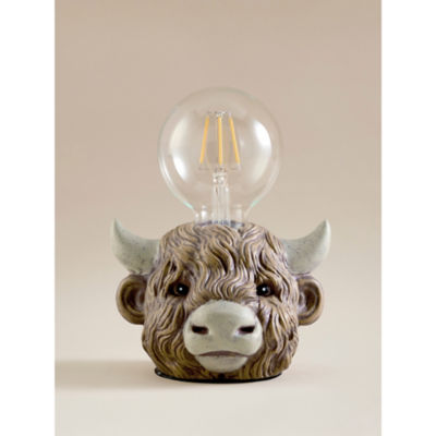 George Home brown highland cow table lamp 18x14x9.5 - British product