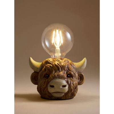 George Home brown highland cow table lamp 18x14x9.5 - British product