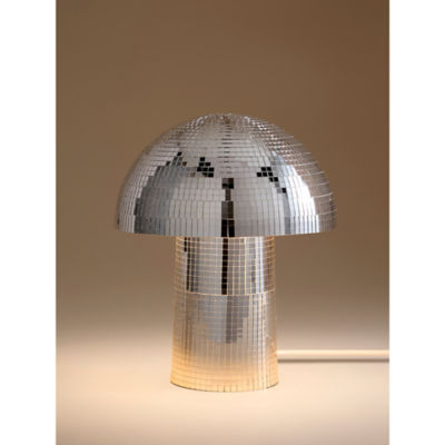 George Home silver-tone disco mushroom table lamp 25cm - British product
