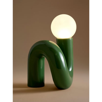 George Home green metal wiggle bulb table lamp, imported from the UK