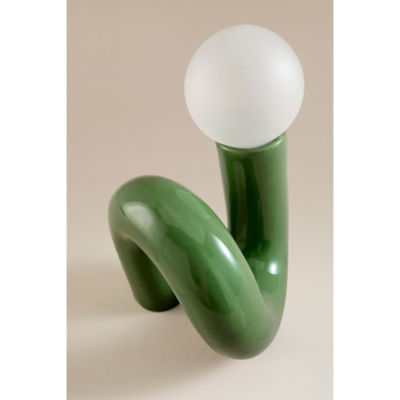George Home green metal wiggle bulb table lamp, imported from the UK