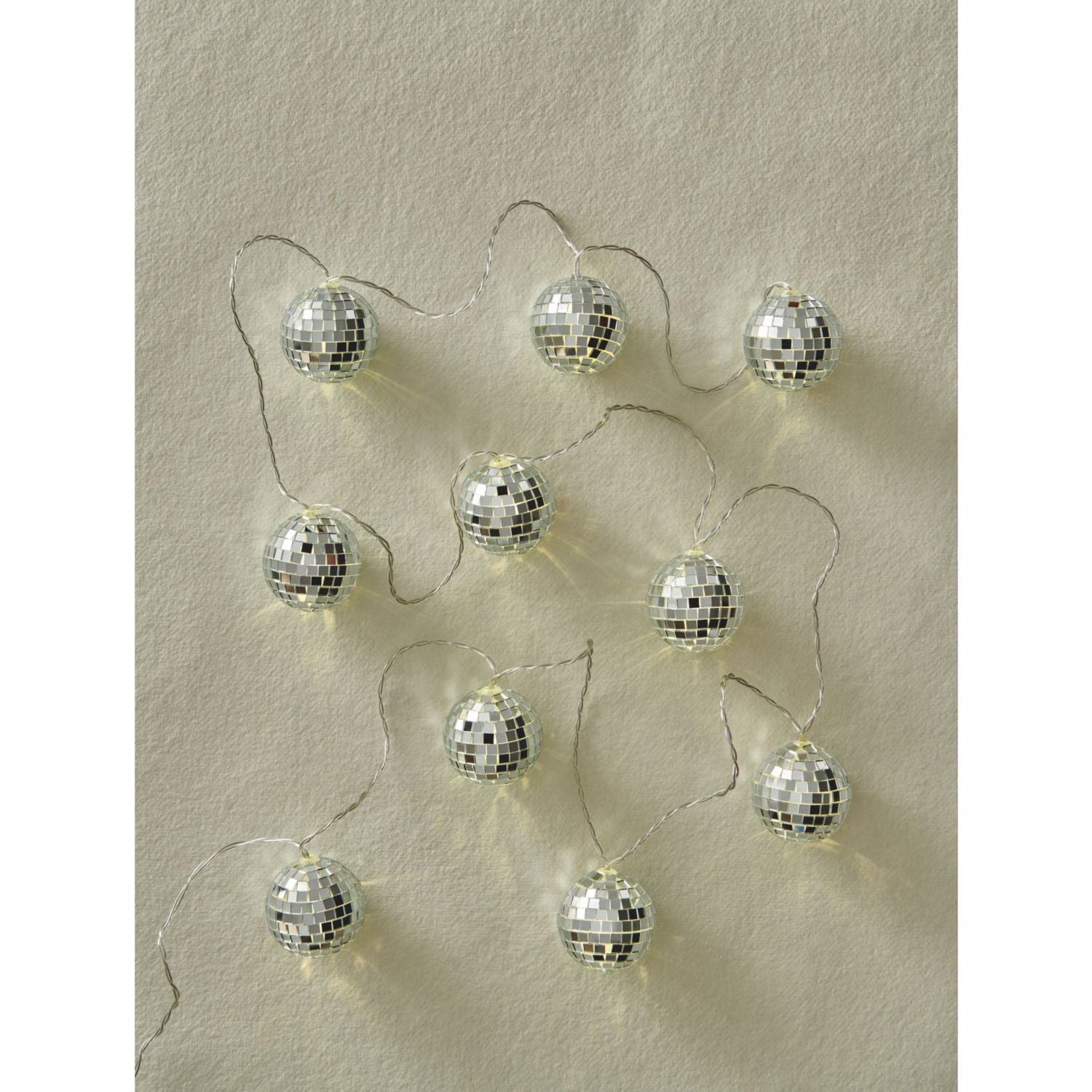 George Home silver-tone disco ball string lights 10 piece - British product