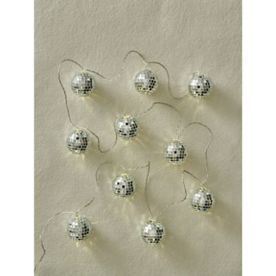George Home silver-tone disco ball string lights 10 piece - British product