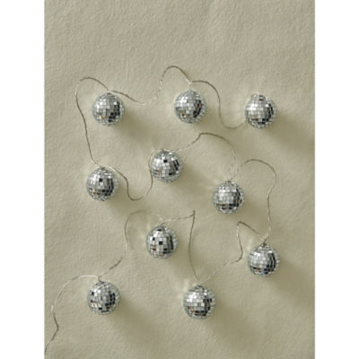 George Home silver-tone disco ball string lights 10 piece - British product