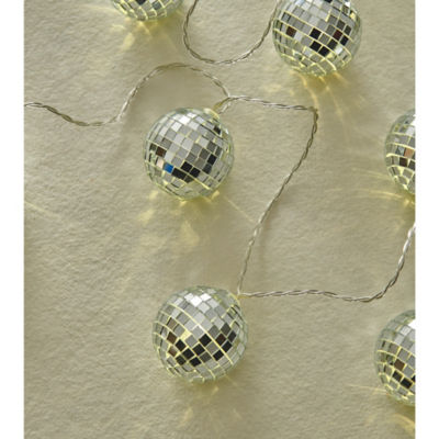 George Home silver-tone disco ball string lights 10 piece - British product