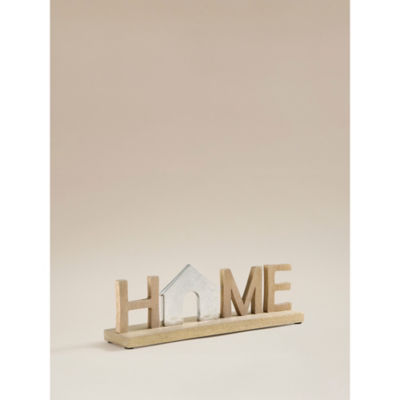 Natural Winter Wooden Home Sign mango wood, UK version