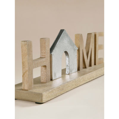 Natural Winter Wooden Home Sign mango wood, UK version