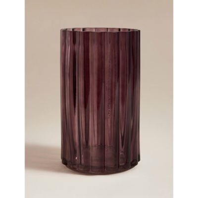 George Home dark pink wide rib glass vase (British brand)