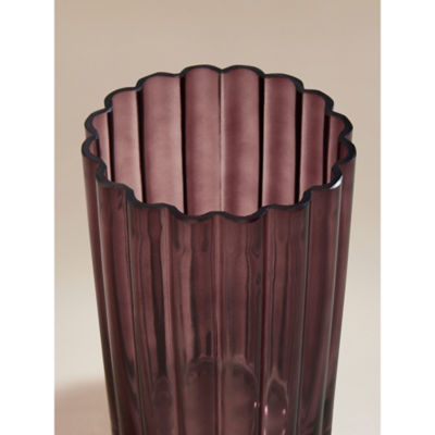 George Home dark pink wide rib glass vase (British brand)