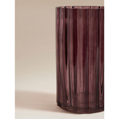 George Home dark pink wide rib glass vase (British brand)