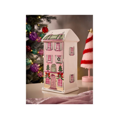 GH ceramic house ornament pink 9x6x20cm - British product
